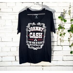 Johnny Cash The Man In Black Nashville V Cut Out Short Sleeve Tee Size Small